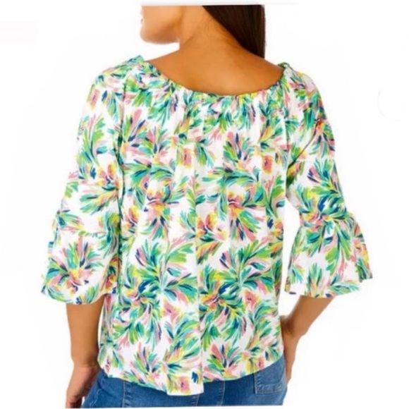 NWT STELLA PARKER Off The Shoulder Floral Top LARGE Retails $38 - Picture 9 of 9